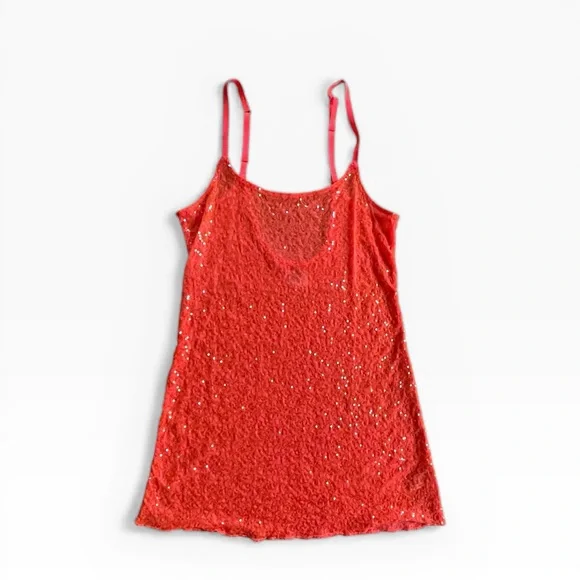 Free People Intimately  Coral Sequin Lace Cami Tank M Boho Festival cami Top - Picture 3 of 8